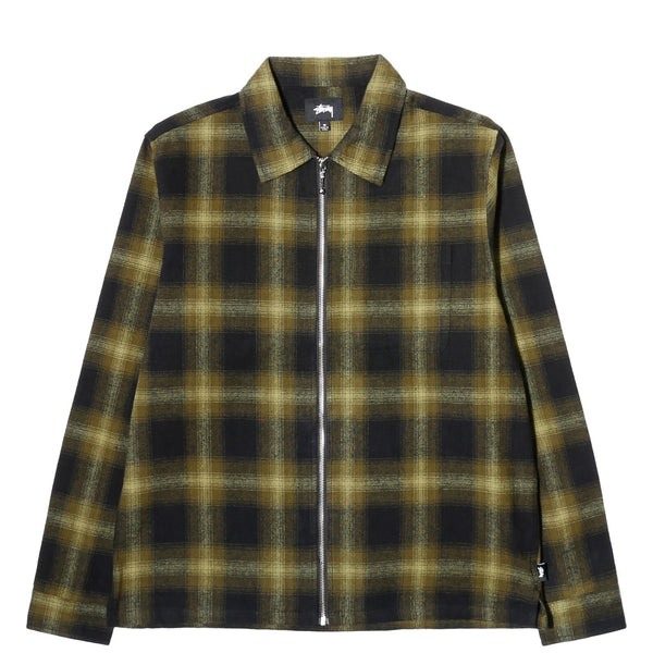 ZIP UP SHADOW PLAID LS SHIRT - 20d17c5ba587e75e86948b2fe0bb9d3e