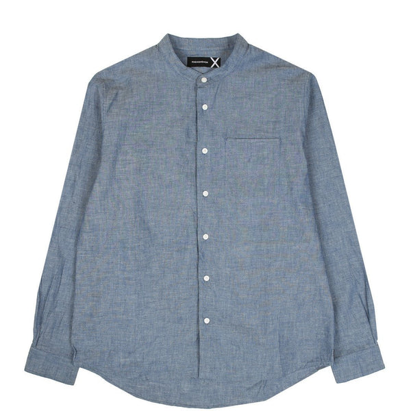 STAND COLLAR CHAMBRAY SHIRT - BTKA_14613571931469095_b9717dfea9fc2632105b67021f114c