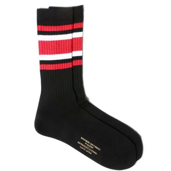 SKATER SOCKS (TYPE-1) - WACKO_MARIA_SKATER_SOCKS_TYPE_1_BLACK_RED_OS_WMGP_SO07_01